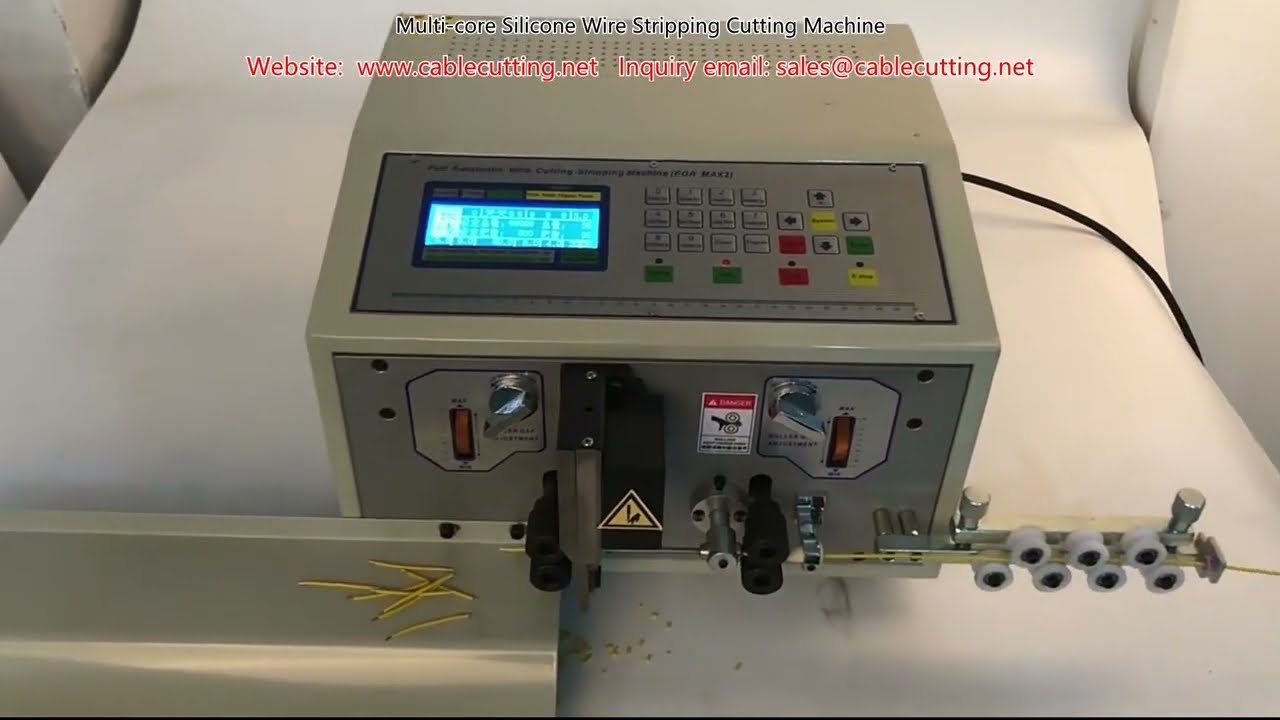 Machine de dénudage et coupe de câbles silicone multi-conducteurs
