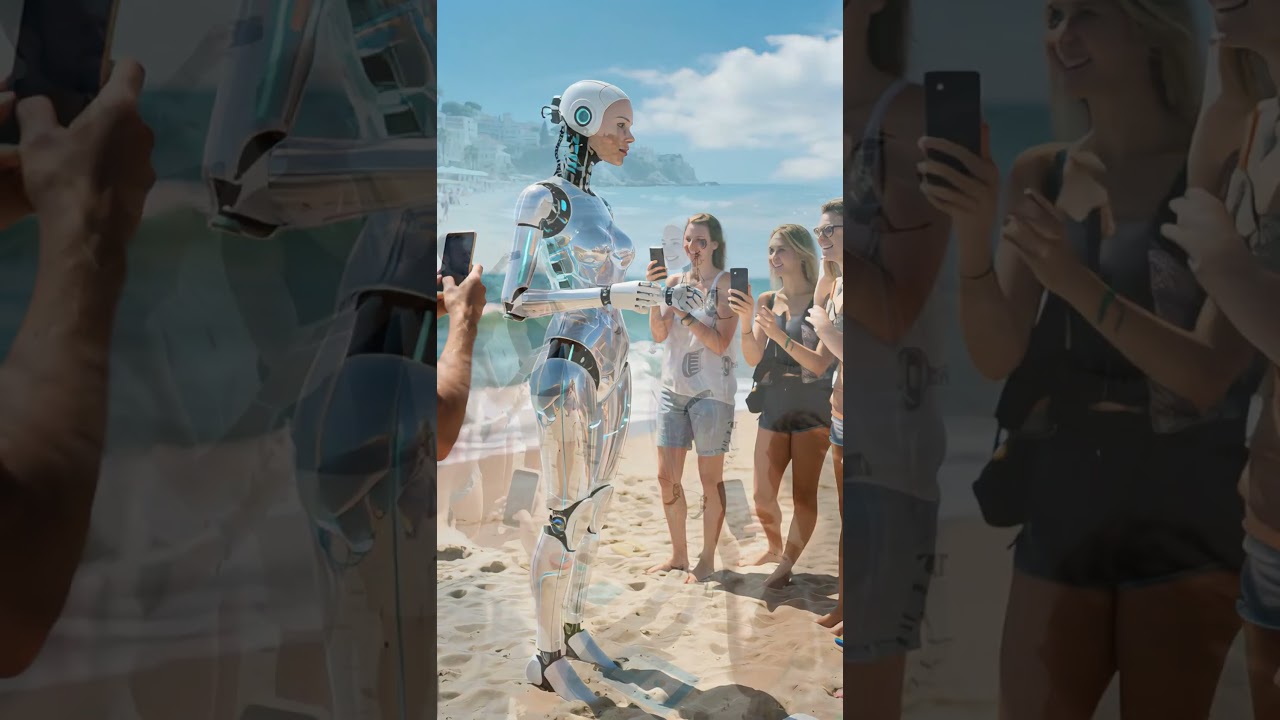 Un robot élégant aperçu sur la plage : les foules accourent pour des selfies !