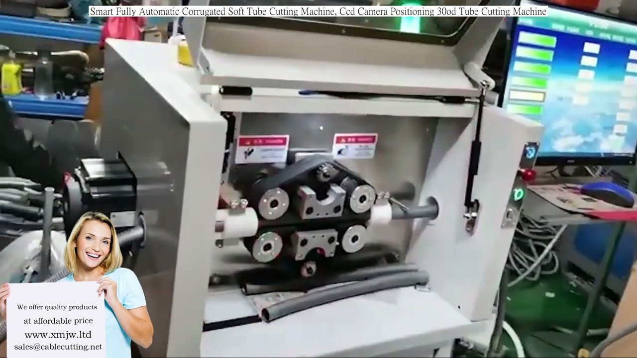 Smart Fully Automatic Corrugated Soft Tube Cutting Machine with CCD Camera Positioning for 30-OD Tube